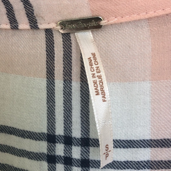 Free People Behind The Funnel Pink Plaid Buttoned - Picture 3 of 16